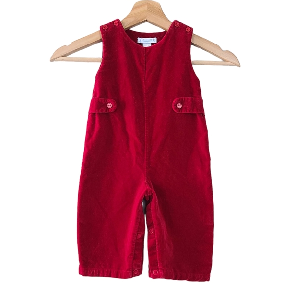 Sophie Dex Other - Sophie Dex Vintage Kids Red Velour Overalls